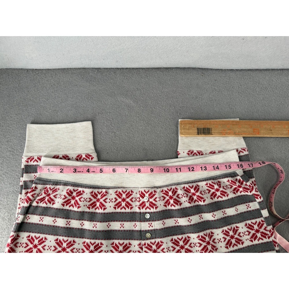 Stars Above Pajama Set Womens XL Gray Red 2 Piece Thermal Snowflakes Long Johns - Picture 12 of 16